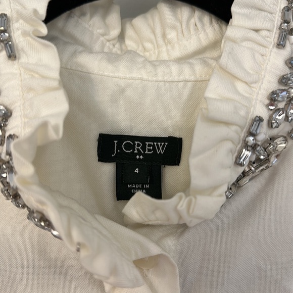 J. Crew sleeveless white oxford shirt with embellished collar - Picture 2 of 5